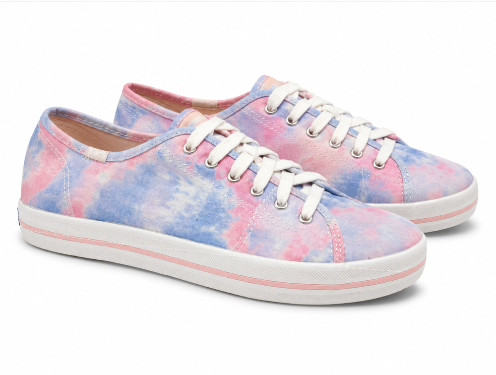 Keds Womens Kickstart Low Sneakers Size 6.5 Tie Dye Pink Blue Canvas NWOB